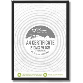 Design Group Black Nouveau Simple Design Styrene Photo Frame, A4 Certificate Size 21cm x 29.7cm
