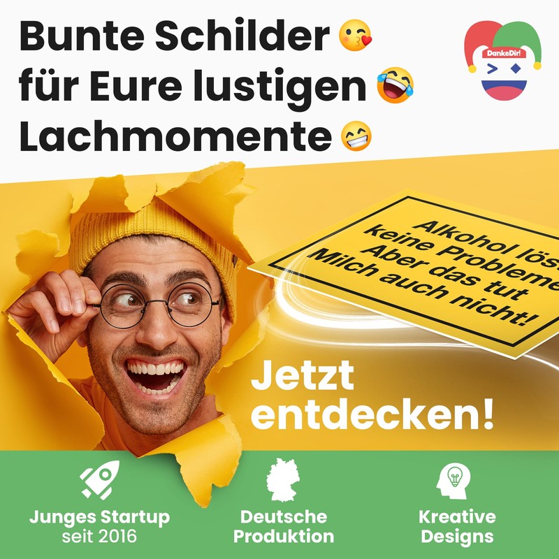 DankeDir! Alcohol Problems Plastic Sign with Saying - Funny Gift