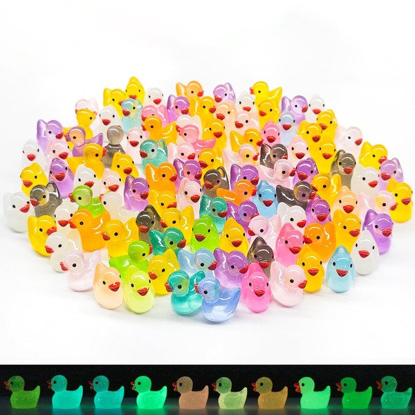 CAABISO 120 Pcs Mini Luminous Resin Ducks Bulk to Hide,