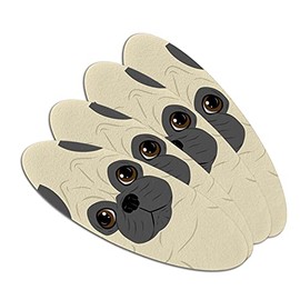 Cute Pug Face Pet Dog Double-Sided Oval Nail File Emery Board Set 4 Pack