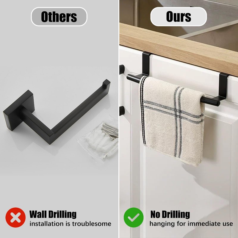RETON 3 PCS Over The Door Towel Rail, Stainless Steel