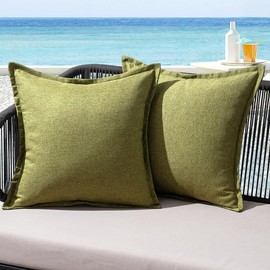 MIULEE Outdoor Cushion Weatherproof Cushion Cover Waterproof Decorative Cushion Covers Linen Look Sofa Cushion Decorative Cushion for Garden Sofa Couch Living Room Bedroom Set of 2 40 x 40 cm Dark