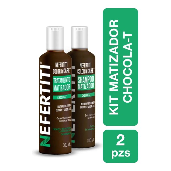 Shampoo Matizador Y Tratamiento Tonos Chocolates Nefertiti