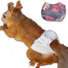 FORZENA Reusable Washable Squirrel Diapers Highly Absorbent with Strong & Flexible Pants No Leak Reusable Diapers Urine Wet Pants for Squirrel,Fancy Rat,Groundhog (L,Cat Pattern)