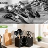 Wooden Kitchen Utensils Holder with 3 Compartments, Large Wooden Large