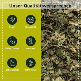 Brennnesselblätter Tee Bio 100 g - Brennesseltee - lose Blätter - 100% Kräuter ohne Zusätze - Abgefüllt und kontrolliert in Deutschland - Biotiva