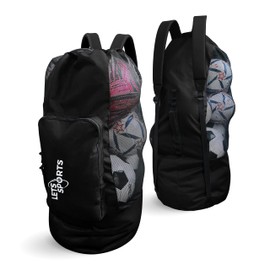 LETS Soccer Ball Bag with Shoulder Straps, Basketball Ball Bag for Coaches, Large Mesh Drawstring Training Equipment Volleyball Ball Storage Bag, Heavy Duty Football & Accessories Holding Net Bag