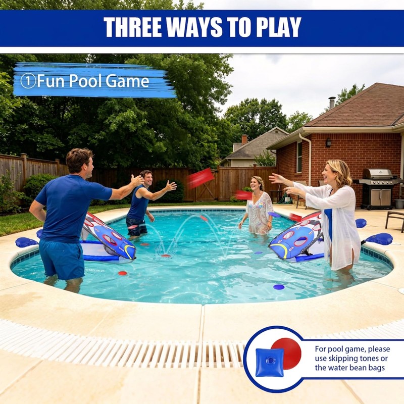 ROSE ME Pool Cornhole Game Floating, Double Sided Pool Games