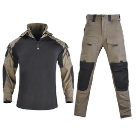 TACTICS ARMOR Military Tactical Clothing Set Men'S Combat Military Suit Uniform Paintball Airsoft Clothes Shirt And Pants Hunting Clothes With Knee Pads Green