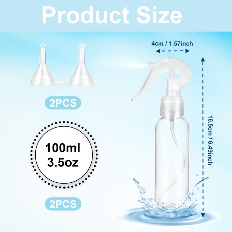 KALIONE 2 Pcs Small Spray Bottles 3.5oz/100ml Mist Continuous Spray