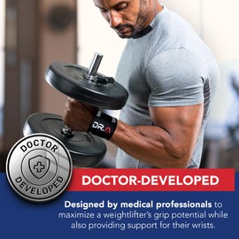 Dr. Arthritis Weight Lifting Wrist Wraps with Thumb Loop, Heavy-Duty Gym Wraps to Help Joints During Hybrid Training, Non-Slip Wrist Straps for Weightlifting Men & Women Use (Black-Grey Stripes)