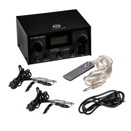 1TattooWorld Dual digital power supply with foot pedal and clip cord, OTW-P008-3.3 Black