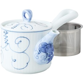 Hasami Ware 60189 Teapot with Arabesque Grape Pattern (Super Stainless Steel Tea Strainer)
