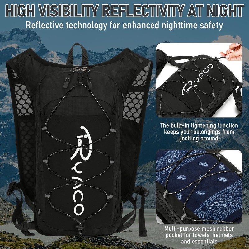 RYACO Lightweight Hydration Backpack, Running Backpack with 2L Water Bladder,