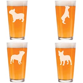 MIP 16 oz Beer Pint Glass Frenchie French Bulldog Collection Gift Set Of 4