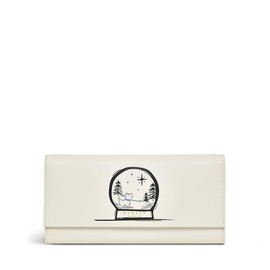 RADLEY Large Leather Flapover Matinee Purse Wallet Snow Globe in Light Natural Cream