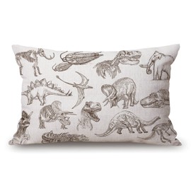 Dinosaur Bones Fossils Cotton Linen Decorative Throw Pillow Case Cushion Cover Pillowcase for Couch Sofa Bed,12 X 20 Inches