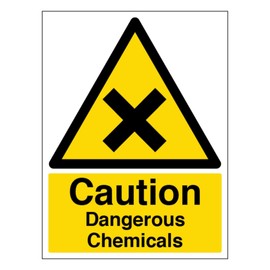 V Safety Caution Dangerous Chemicals - Portrait 150 x 200 mm - 2mm Super-Tough Rigid Plastic Safety Sign