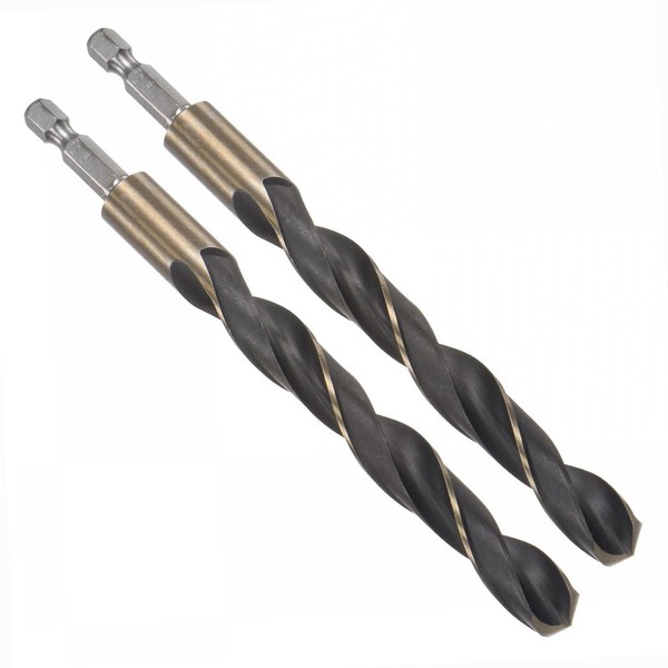TOP-VIGOR 2Pcs 12.5mm HSS Hex Shank Twist Drill Bits, High