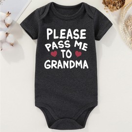 AIZFFZY Please Pass Me To Grandma Baby Clothes Loves Me Grandmas Boy I Love Grandma Gifts Baby Bodysuits Baby Romper, Pass Me to Grandma Grey, 0-3 Months