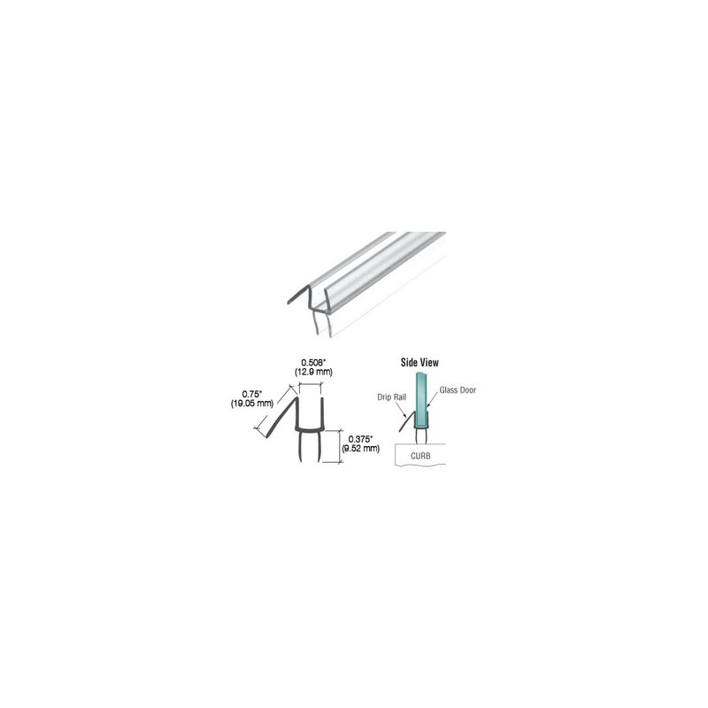 CRL Co-Extruded Clear Bottom Wipe with Drip Rail for 1/2"