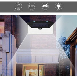 Himalayan Glow WBM Smart Solar Lights Outdoor 100 Led Wall Lights with 3 Modes, Ip65 Waterproof, Easy-to-Install Security Lights for Front Door, Yd, Garage, Deck, Pack of 4, White