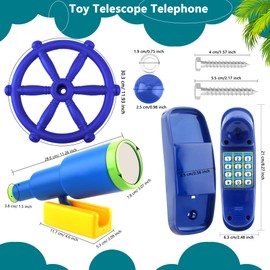 3 Pack Kids Playground Accessories Pirate Ship Steering Wheel Swingset Telephone Plastic Telescope for Child Outdoor Playset (Color Set 1)