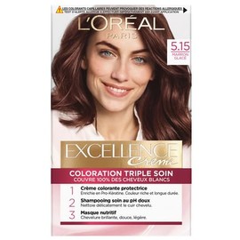 L'Oréal Paris - Excellence Cream - Permanent Hair Dye Set with Triple Hair Care - 100% Coverage for White Hair - Shade 5.15 Ice Brown