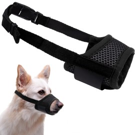 Bozal para perros grandes y medianos asados, malla suave para perros para evitar que muerdan ladridos masticar, protector bucal transpirable con correa ajustable para cachorros