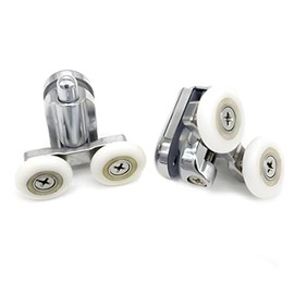 Shower Door Fixing Pulleys in Chrome - Top & Bottom - Fits Glass 4-6mm (23mm 1Upper Wheel +1Lower Wheel)
