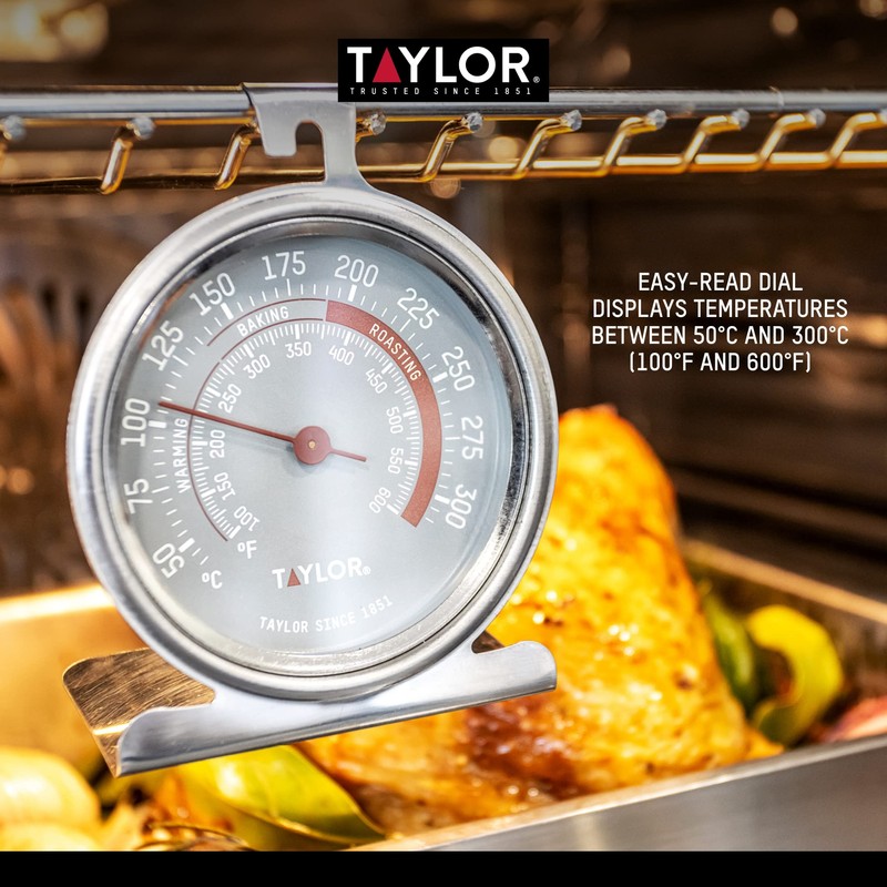 TAYLOR TYPTHOVEN Pro Oven Thermometer, Stainless Steel, 9 x 8.5