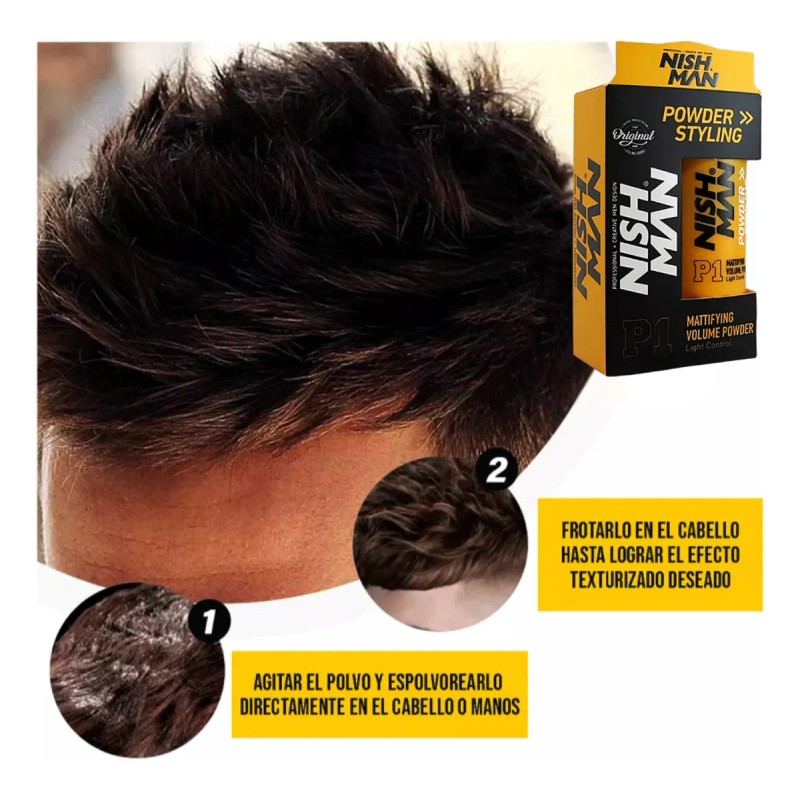 Nish Man Cera En Polvo P1 Da Volumen Control Ligero