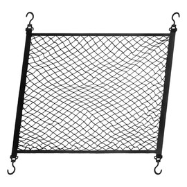Car Luggage Net, Tension Net, Storage Net, Luggage Net, Motorhome, Load Securing Net, Size 100 x 60 cm with 4 Hooks, Expandable to 140 x 100 cm, Elastic Edge Holds Loads Firmer (Single Layer)