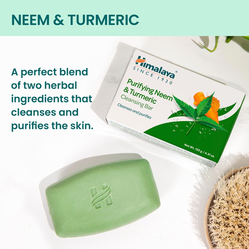 Himalaya Purifying Neem & Turmeric Cleansing Bar for Clean and