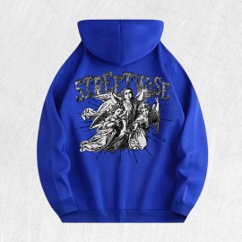 Streetwise Angel Graphic Hoodie 100% Cotton US Warehouse 6 ColorsColor: Blue, Size: M