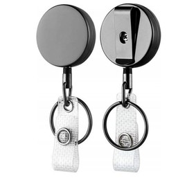 2 Pack Metal Retractable Keychain, ID Badge Holder Reel Heavy Duty Retractable Badge Reel for Badge Holder Round All Metal Casing with Stainless Steel Spring Coil