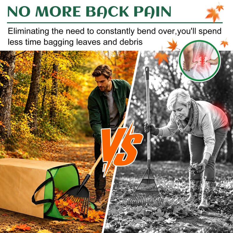 Leaf Bag Holder Stand with Extended Chute for 30 Gallon