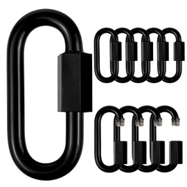 8 Pack Heavy-Duty Chain Hooks Quick Links - 304 Black Stainless Steel 3/16" Locking Carabiner Anti-Rust Chain Connector Quick Link for Towing,Swing,Shade Sail,Bird Toys,Capacity 648lb