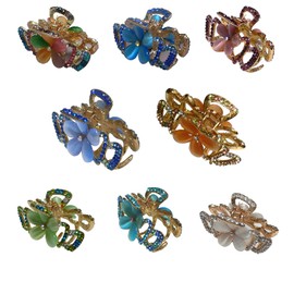 Set of 8 JCGY Opal Hair Claw Jaw Claw Clips Gold Tone CI86410-1448-2 1 ea 8 colors
