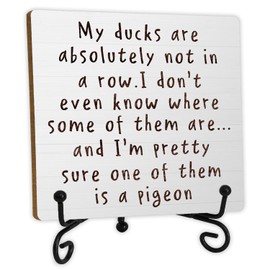 SkipTiger Funny Office Wood Sign,My Ducks Are Absolutely Not In A Row Wood Plaque With Stand For Office Desk Shelf Decor,Funny Office Decor, Desk Accessories For Work,5x5 Inches