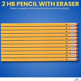 1InTheOffice #2 Pencil, Wood-Cased Pencils, Unsharpened, #2 Pencils with Erasers, Yellow Pencil, (24 Pack)