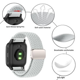 Issinlky Nylon Braided band for Garmin Venu Sq/Sq Music/Venu Sq 2/Sq 2 Music, 20mm Elastic Strap for Garmin Venu 2 Plus/Vivoactive 3/Vivoactive 5/Garmin Venu/Vivomove HR/Forerunner 55 245 645