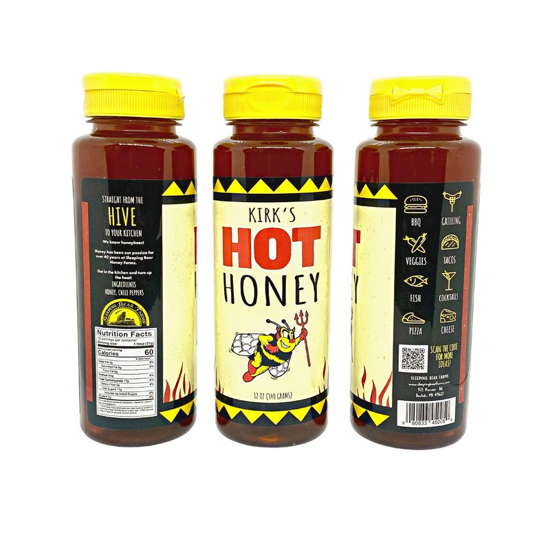 Kirks Hot Honey Made With Pure Wildflower Honey Straight From