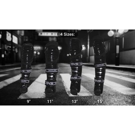 MyLec MK5 Street/DEK Shin Pad, Lightweight & Durable Hockey Accessories, 360° Velcro Straps, Hard Front Shells, Breathable Material, Metatarsal Padding Street Hockey Shin Guards, Foam Rubber(11,Black)