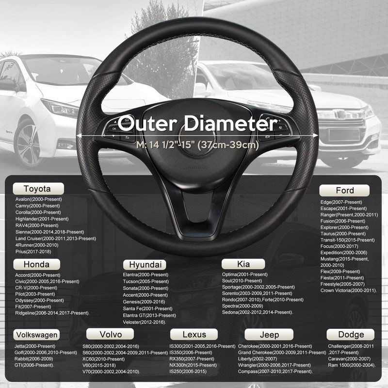 SEG Direct Car Steering Wheel Cover for Medium Standard Size