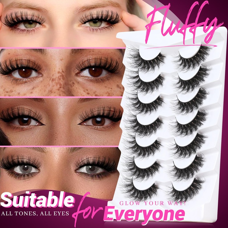 Veleasha False Eyelashes Wispy Faux Mink Lashes Fluffy Handmade Fake