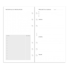 Filofax Organizer Refill, Personal Size, Project Management Pack, White Paper, 6.73" x 3.74", 56 Sheets (B132686)