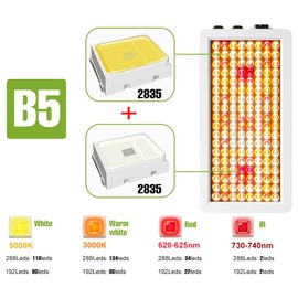 500W LED Full Spectrum Plant Lights AC110V UV IR Indoor Grow Fill Lamp Sunlike Veg/Bloom Modes Seeds Cultivation Lighting Red Blue Potted Flower Succulent Greenhouse Tent Hydroponic with Hook US Plug