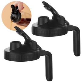 2 Pack Mason Jar Pour Spout Lid with Handle, Airtight and Durable Wide Mouth Plastic Lid Leak-Proof and Durable Black