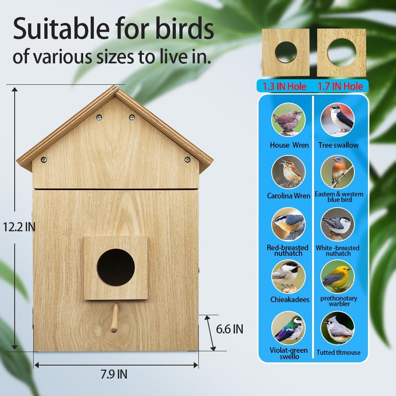 Bird House with WiFi Camera Solar Powered for Wireless Outdoors,